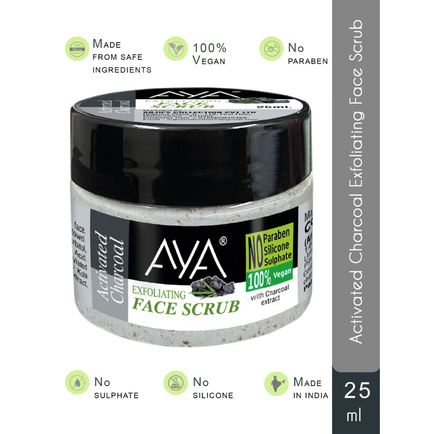 AYA Activated Charcoal Exfoliating Face Scrub