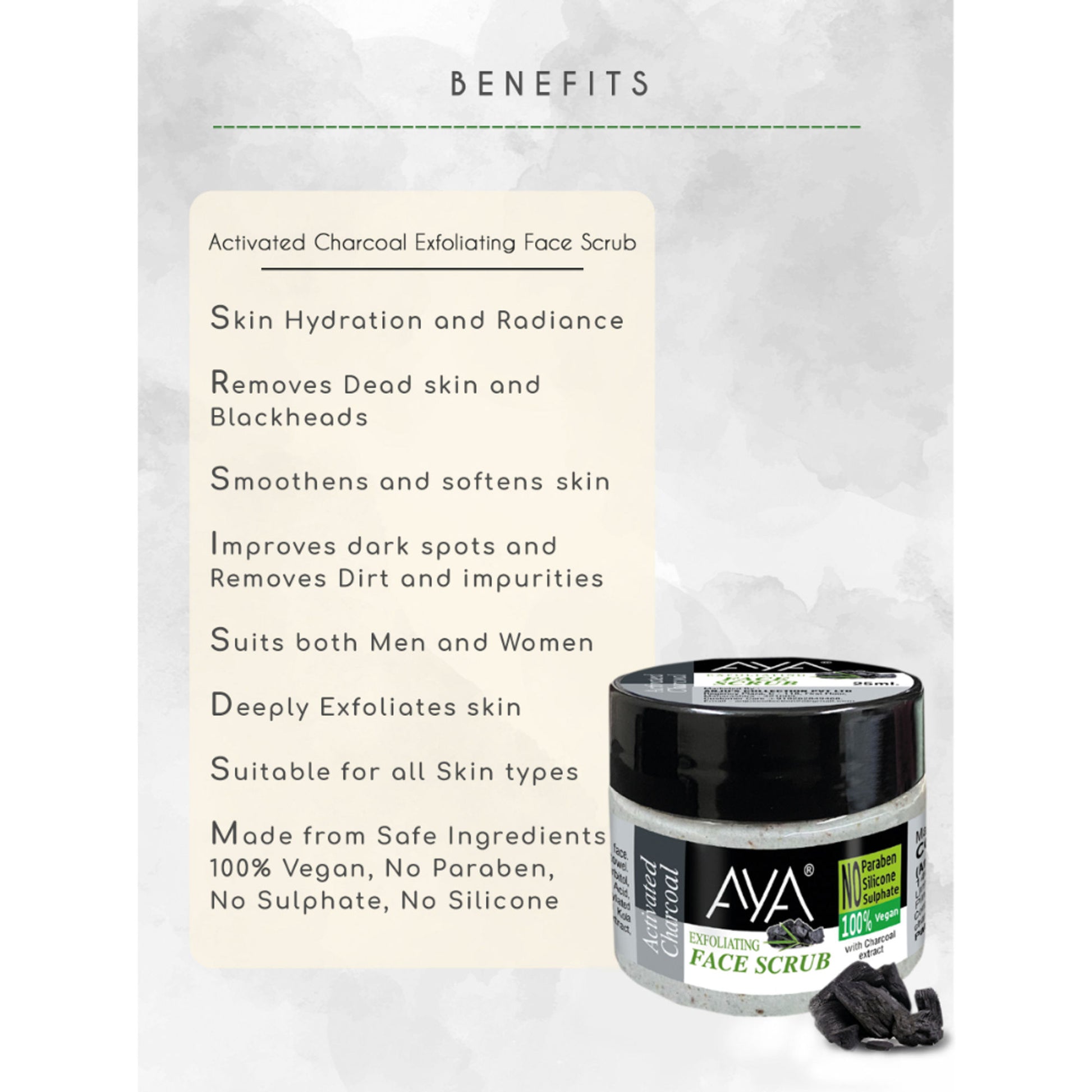 AYA Activated Charcoal Exfoliating Face Scrub
