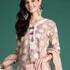 Dhiyona IE Women Floral Printed Thread Work Pure Cotton Kurta With Trousers & Dupatta