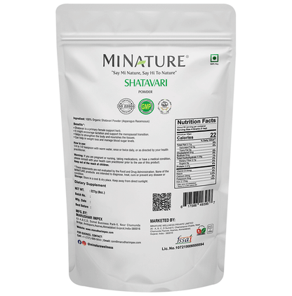 Organic Minature Shatavari powder in a small jar, highlighting its natural, powdered form for Ayurvedic herbal remedies.