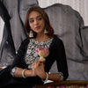 Dhiyona IE Black Floral Embroidered Thread Work Kurta with Trousers & Dupatta