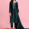 Dhiyona IE Ethnic Motifs Embroidered Sequinned Straight Kurta & Trousers With Dupatta