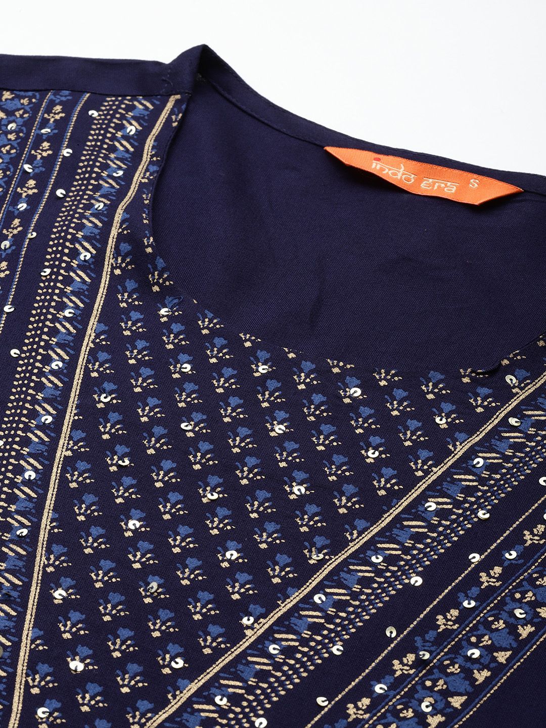 Indyancart IE Ethnic Motifs Printed Sequinned Kurta