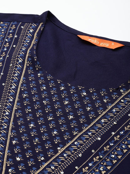 Indyancart IE Ethnic Motifs Printed Sequinned Kurta