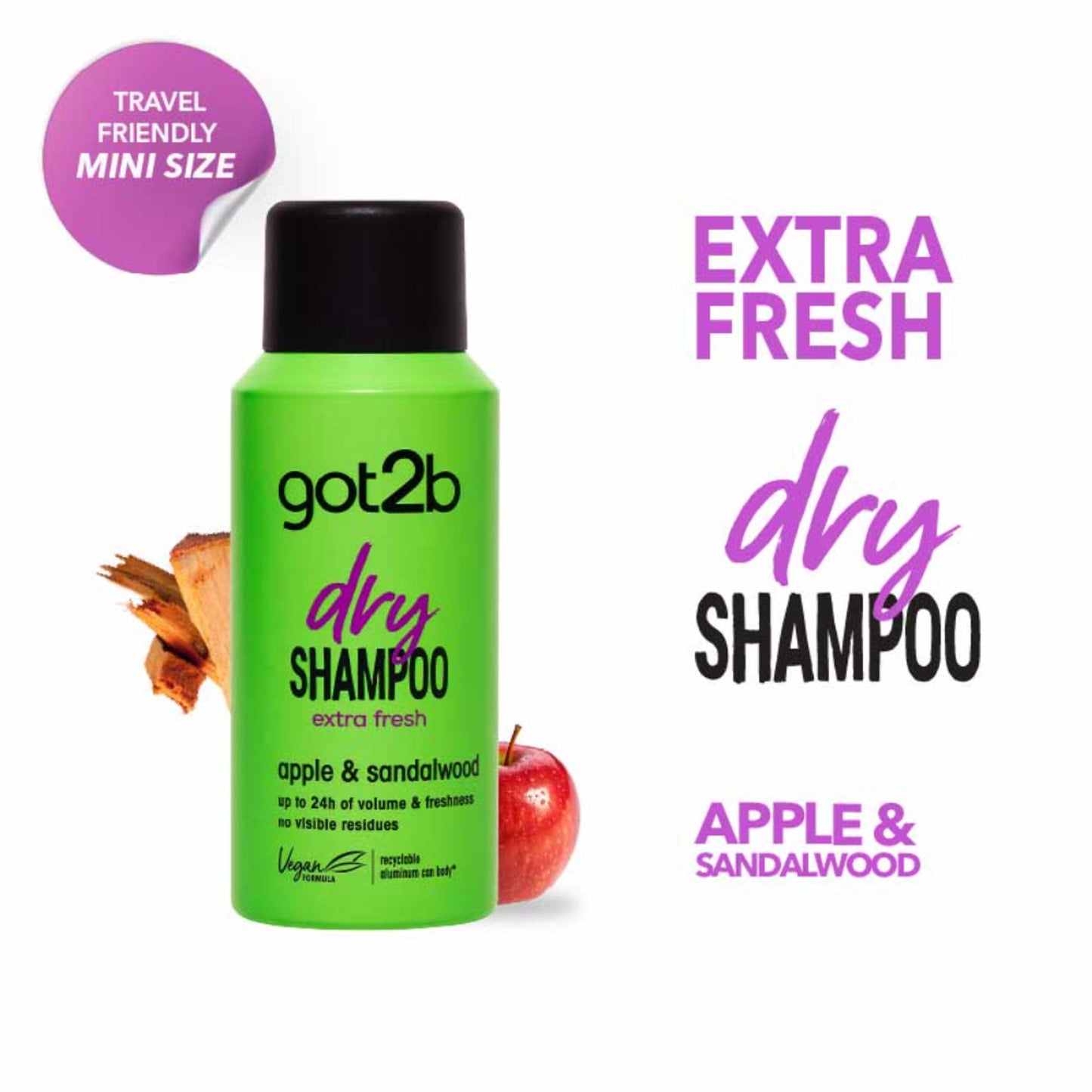 Got2b Dry Shampoo Instant Apple & Sandalwood Fresh Up Extra Volume