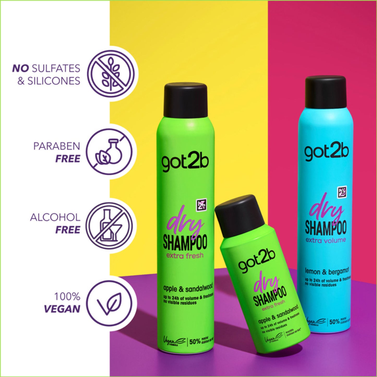 Got2b Dry Shampoo Instant Apple & Sandalwood Fresh Up Extra Volume