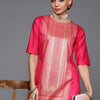 Dhiyona IE Women Pink & Gold Ethnic Motifs Foil Print Yoke Design Straight Liva Kurta