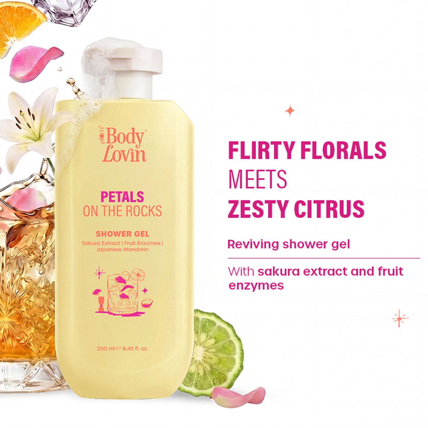 Plum BodyLovin’ Petals On The Rocks Shower Gel, Renewing & Reviving, Citrus Floral Fragrance