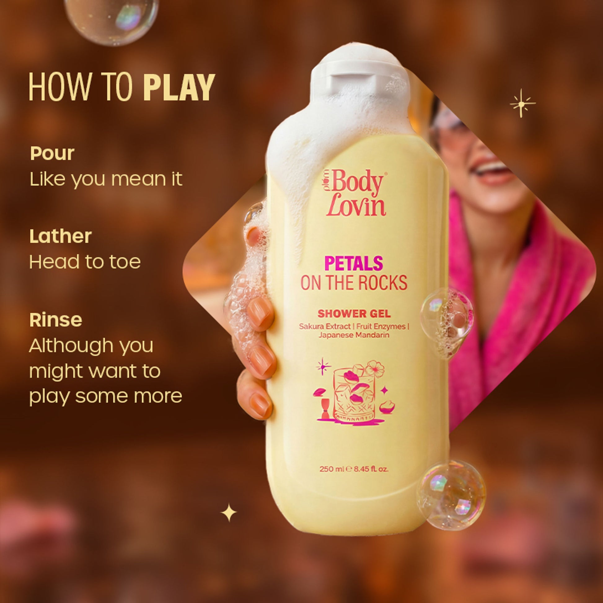 Plum BodyLovin’ Petals On The Rocks Shower Gel, Renewing & Reviving, Citrus Floral Fragrance