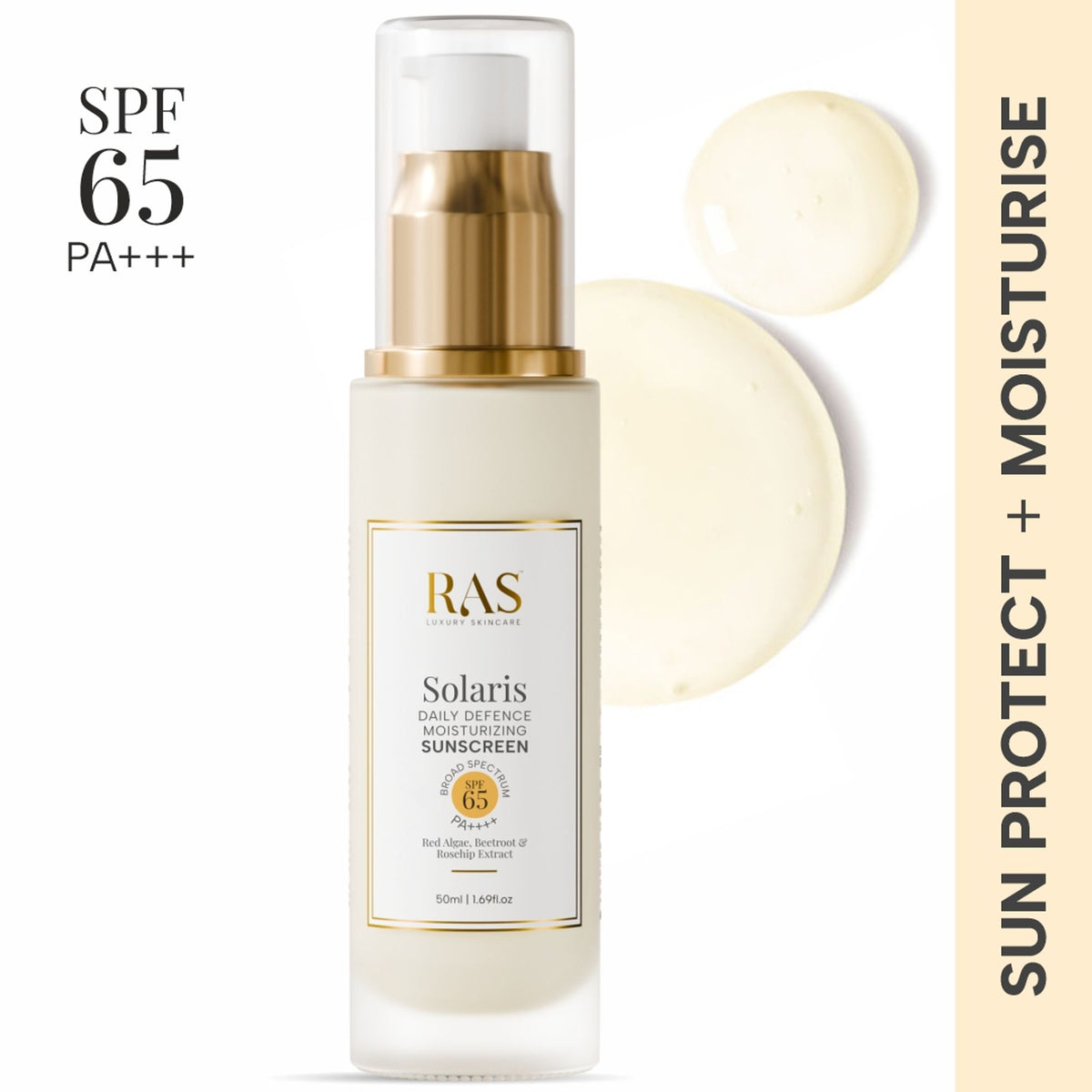 RAS Luxury Oils Solaris Daily Defence Moisturising Sunscreen Spf 50 Pa+++