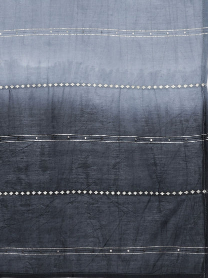 Indyancart VA Women's Grey Ethnic Motifs Yoke Design Kurta with Trousers & With Dupatta
