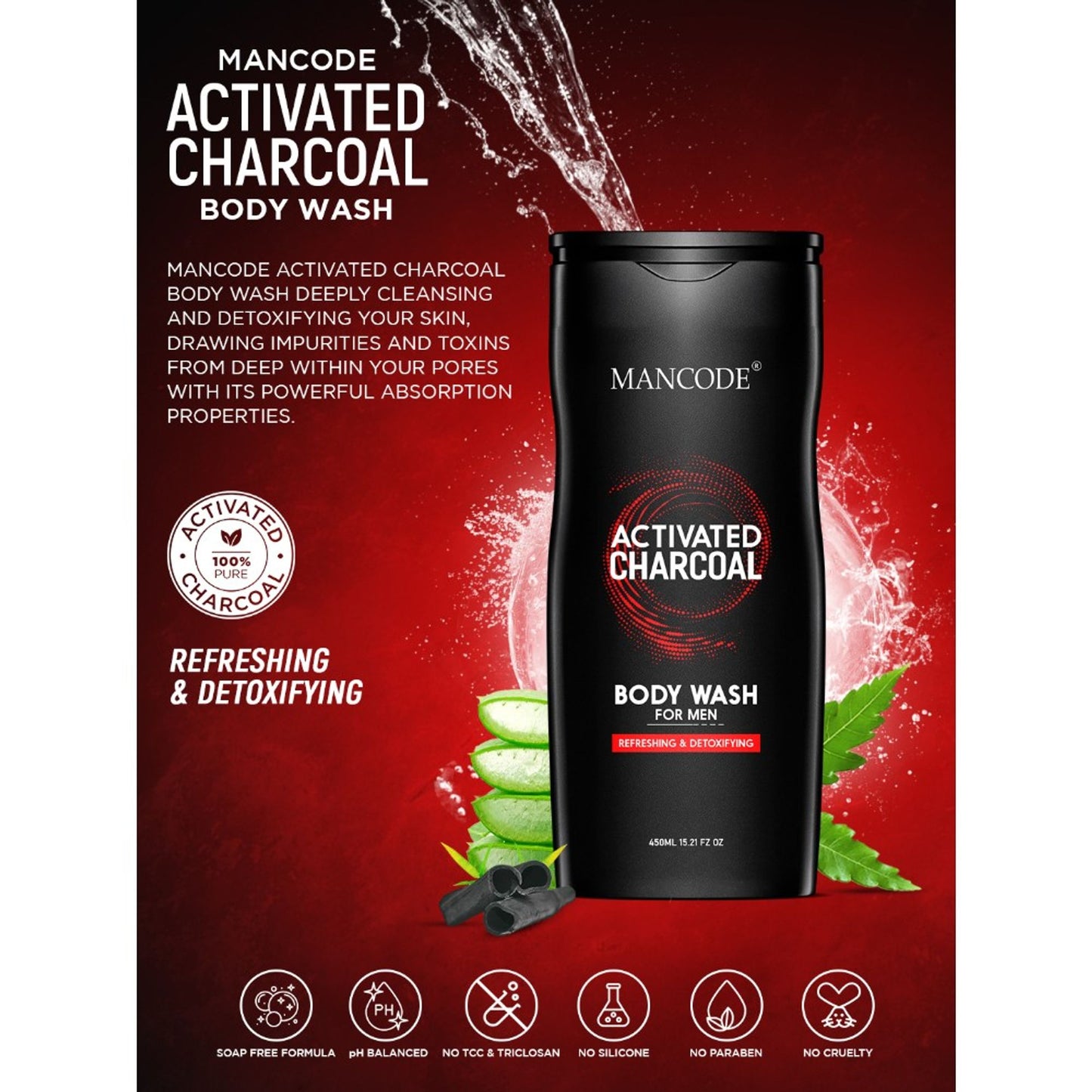 ManCode Activated Charcoal Body Wash For Men