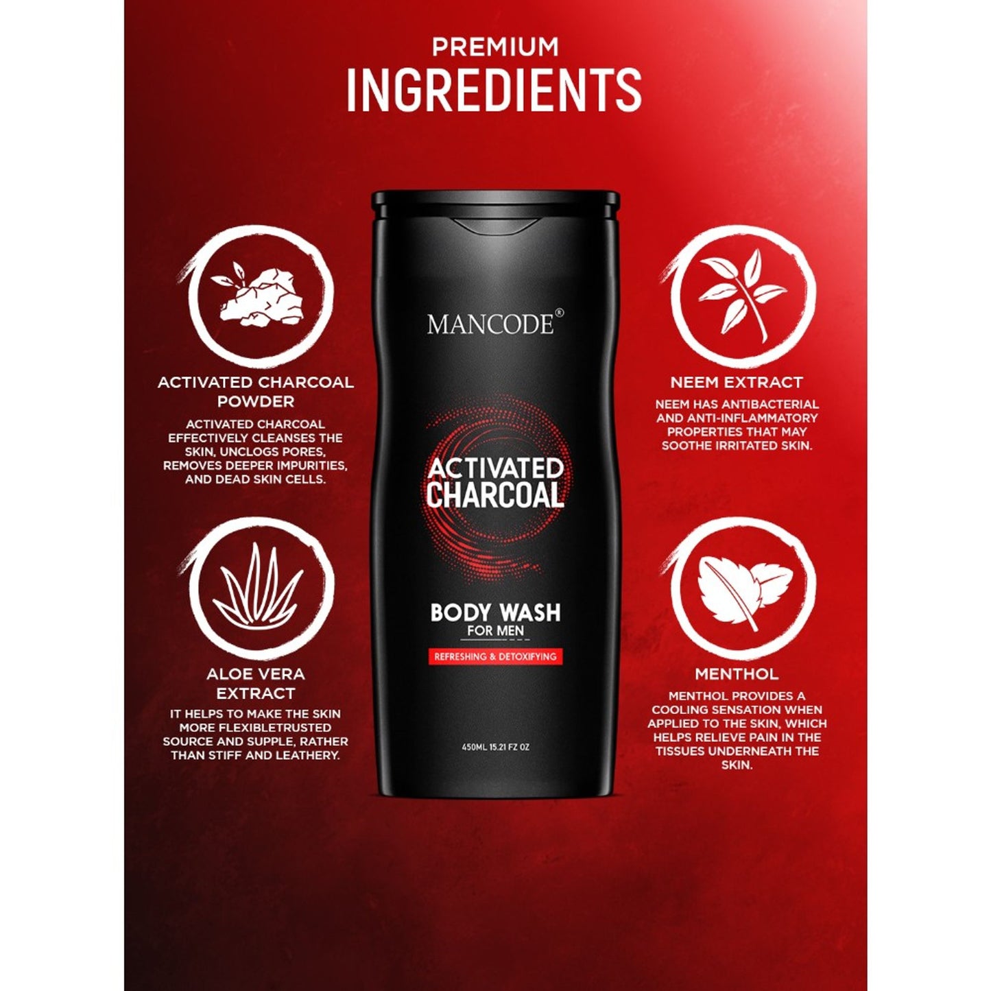 ManCode Activated Charcoal Body Wash For Men