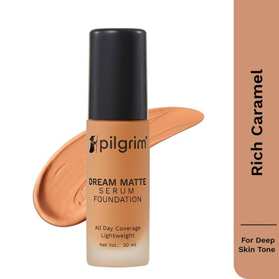 Pilgrim Dream Matte Serum Foundation Hydra-Light Finish with Hyaluronic Acid - Rich Caramel 325