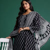 Indyancart Women's Geometric Printed Pure Cotton Kurta with Trousers & Dupatta