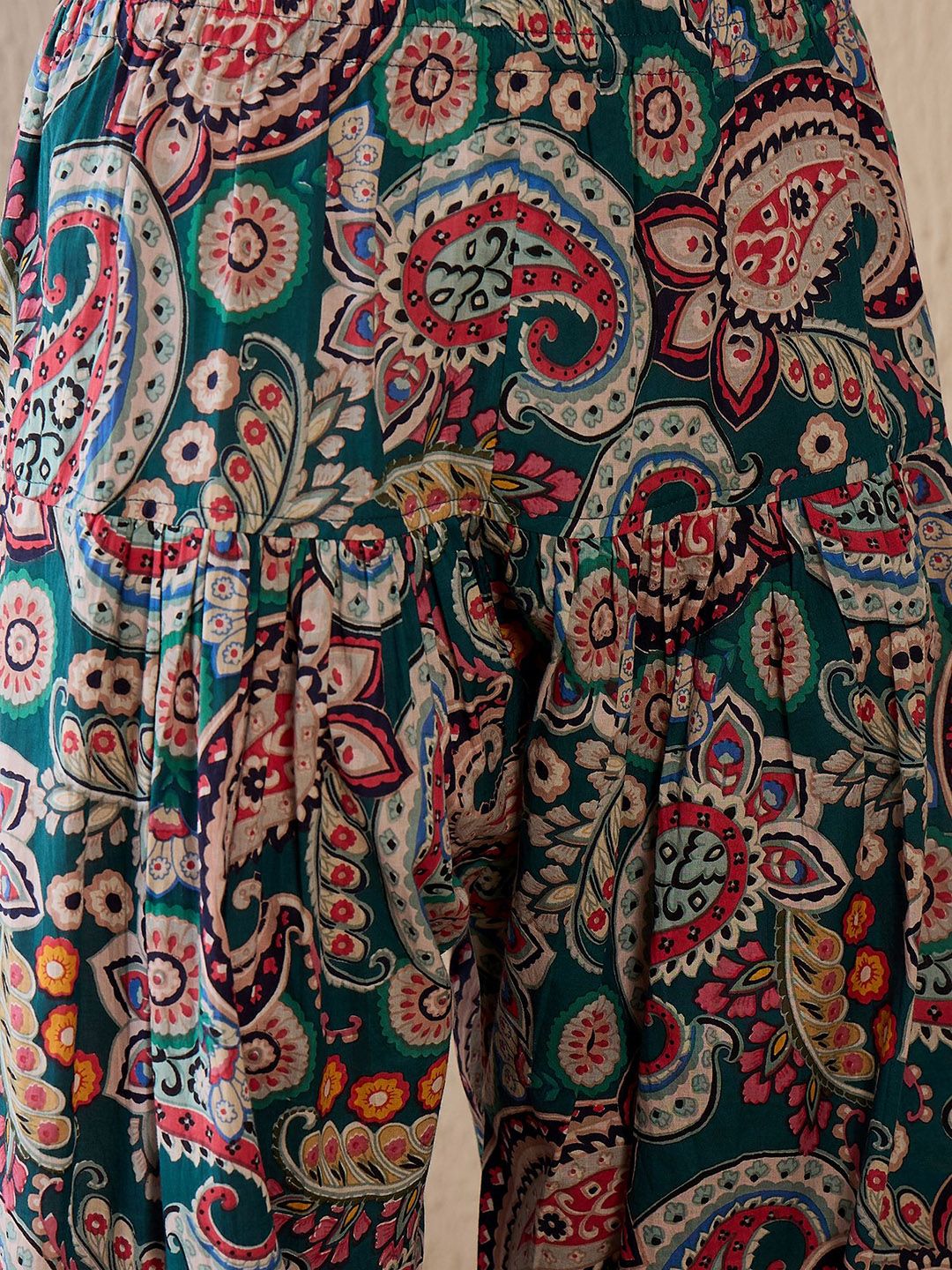 Indyancart IE Printed Shirt Collar Pure Cotton Straight Tunic With Trouser
