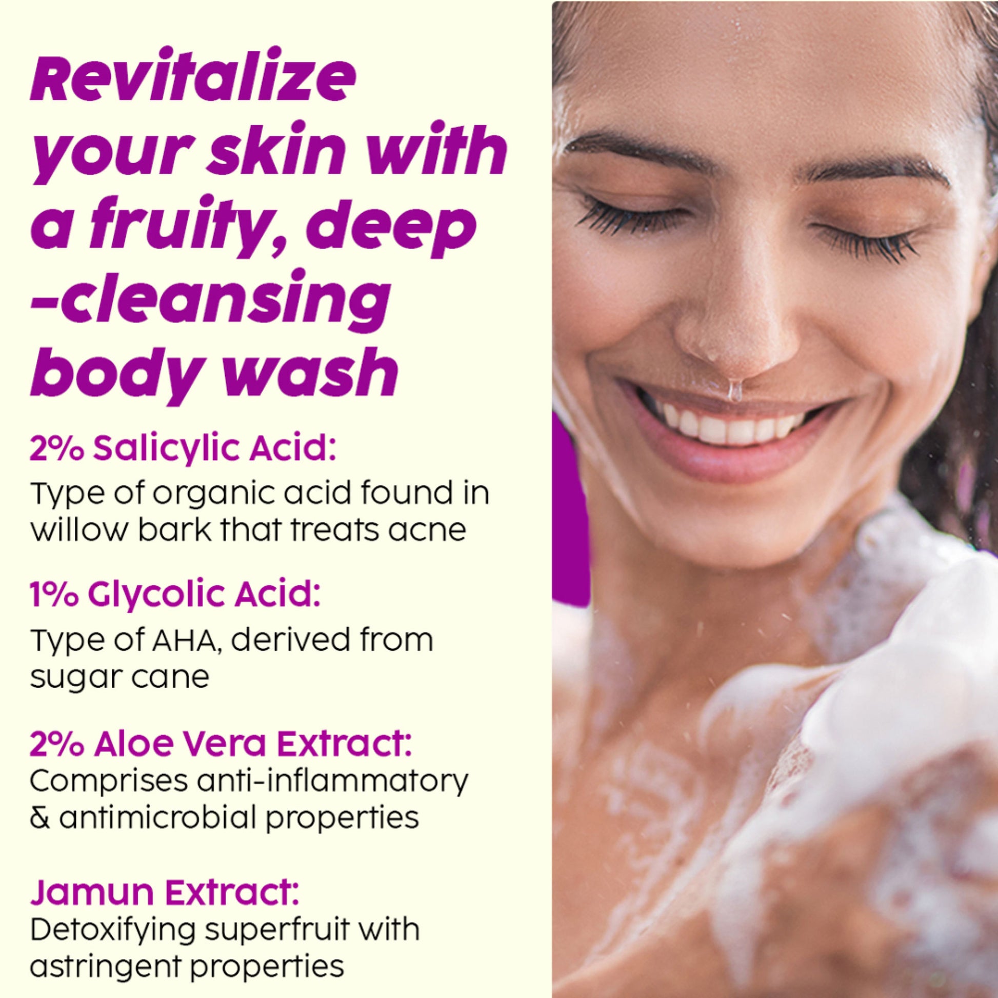 Plix 2% Salicylic Acid Body Wash For Body Acne, Deeply Exfoliating Dead Skin Cells, Moisturizes Skin