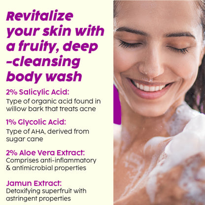 Plix 2% Salicylic Acid Body Wash For Body Acne, Deeply Exfoliating Dead Skin Cells, Moisturizes Skin