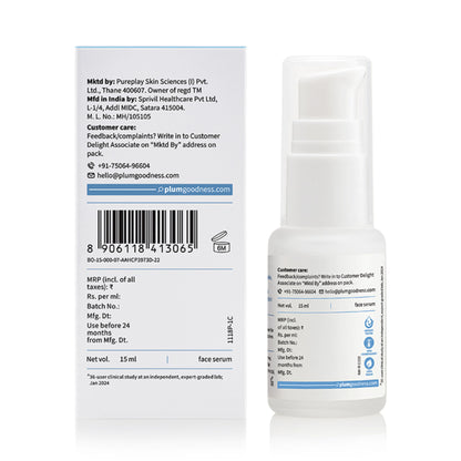 Plum 10% Niacinamide Brightening Face Serum with Rice Water, Fades Acne Marks, for Oily to Dry Skin
