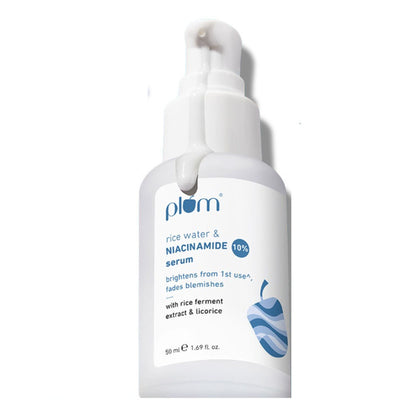 Plum 10% Niacinamide Brightening Face Serum with Rice Water, Fades Acne Marks, for Oily to Dry Skin