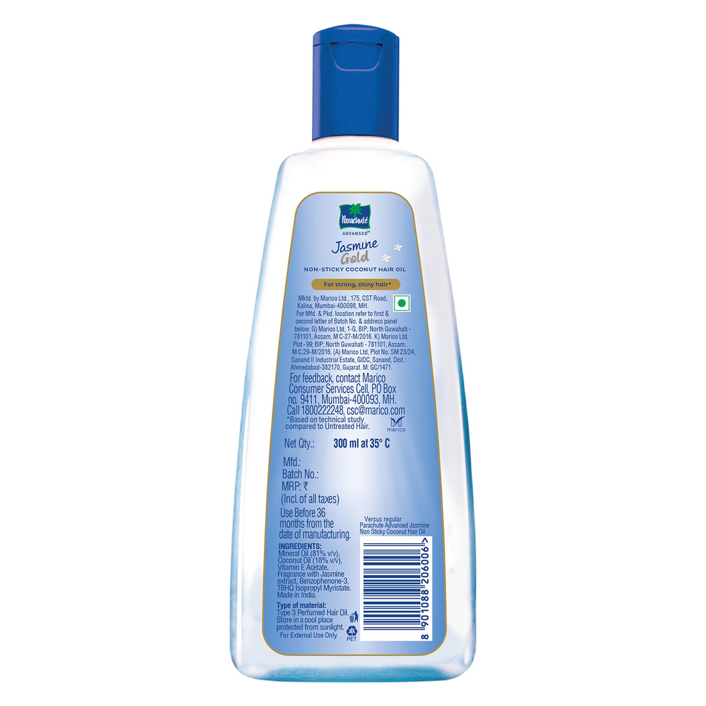 Parachute Advansed Jasmine Gold Coconut Hair Oil, Vitamin-E, Super Shiny Hair, Non-sticky