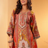 Dhiyona VA Women'sEthnic Motifs Embroidered Gotta Patti Notch Neck Chanderi Silk Kurta With Trousers
