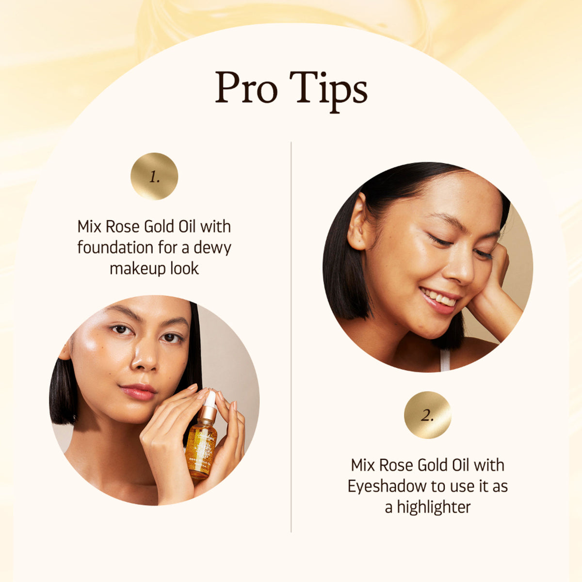 Indulgeo Essentials 24k Rose Gold Face Primer Oil with lightweight hydration and radiant finish, showing the golden-hued liquid in a clear bottle
