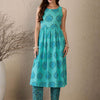 Dhiyona IE Women Floral Printed Empire Pure Cotton Kurta with Palazzos