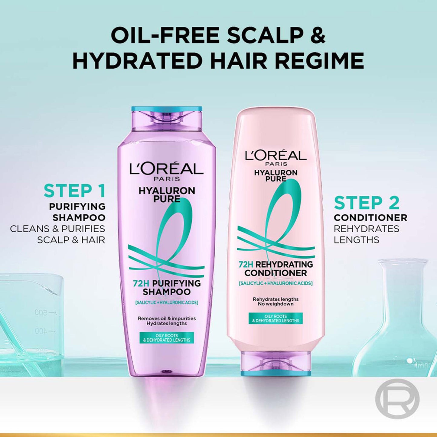 L’Oréal Paris Hyaluron Pure 72H Purifying Shampoo, For Oily Scalp & Dry Hair With Salicylic And Hyaluronic Acid