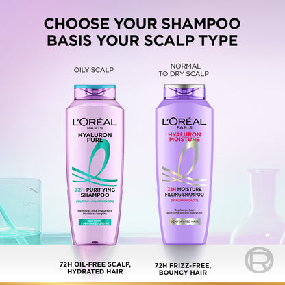 L’Oréal Paris Hyaluron Pure 72H Purifying Shampoo, For Oily Scalp & Dry Hair With Salicylic And Hyaluronic Acid