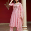 Dhiyona IE Embroidered Regular Sequinned Straight Kurta With Trousers & Dupatta
