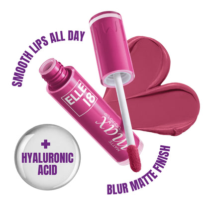 Elle 18 Matte Max Long Lasting Liquid Lipstick, With Hyaluronic Acid - Nude Blossom - Pink Peony