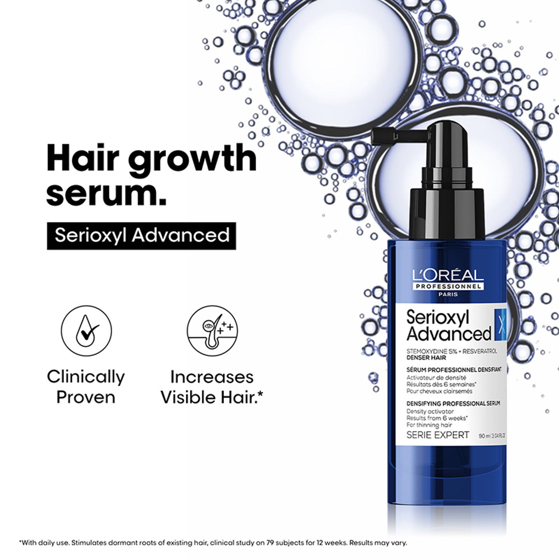 L’Oréal Professionnel Serioxyl Advanced Hair Growth Serum, Stemoxydine 5% & Resveratrol