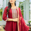 Dhiyona IE Ethnic Motifs Embroidered Sequinned A Line Kurta With Trousers & Dupatta