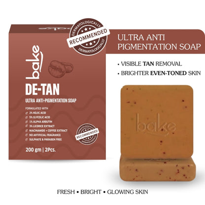 BAKE De-Tan Soap For Ultra Pigmentation Soap, Dark Spots & Tan Removal-Pack of 2