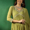 Women's Embroidered V-Neck Kurta With Trousers & Dupatta