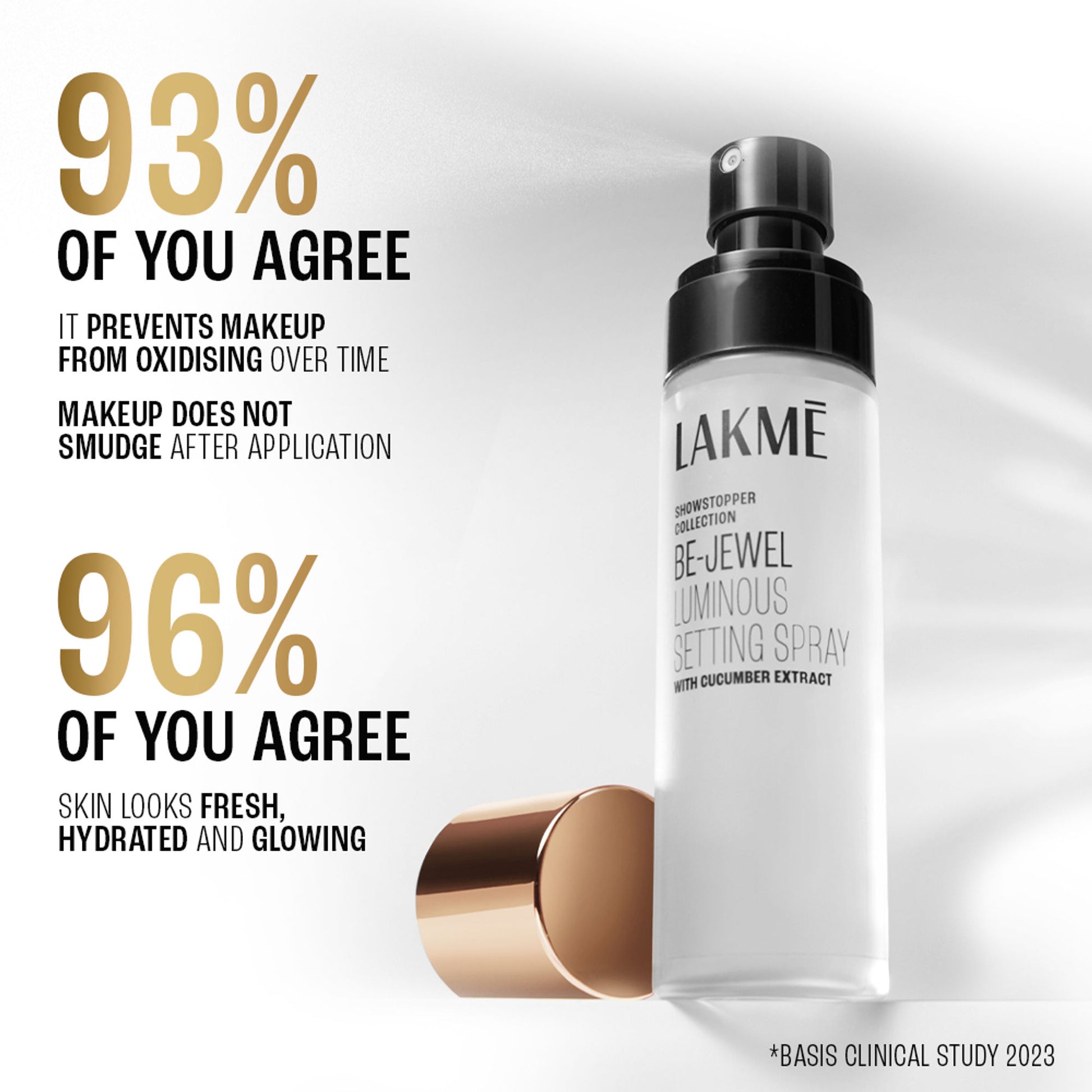 Lakme Be-Jewel Luminous Setting Spray - Weightless Mist, Up to 16 Hr Lock in, Alcohol Free
