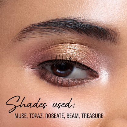 Lakme Be-Jewel Multichrome Eyeshadow Palette with 10 shimmery shades in Gilded Glow featuring vibrant, reflective eye makeup colors.