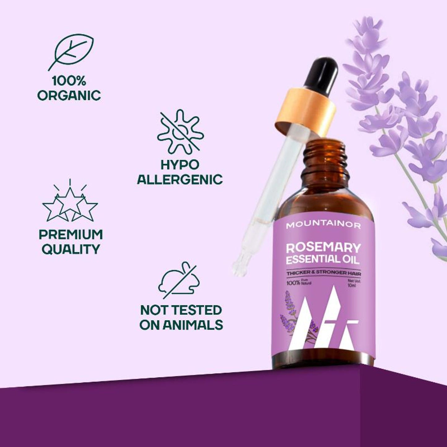 Mountainor 100% Pure Rosemary Essential Oil For Hair Growth, Organic & Natural Oil For Hair & Skin.