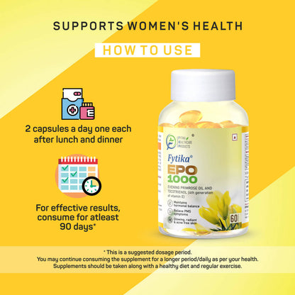 Fytika Epo 1000 Evening Primrose Oil and Tocotrienol Capsules - Indyancart