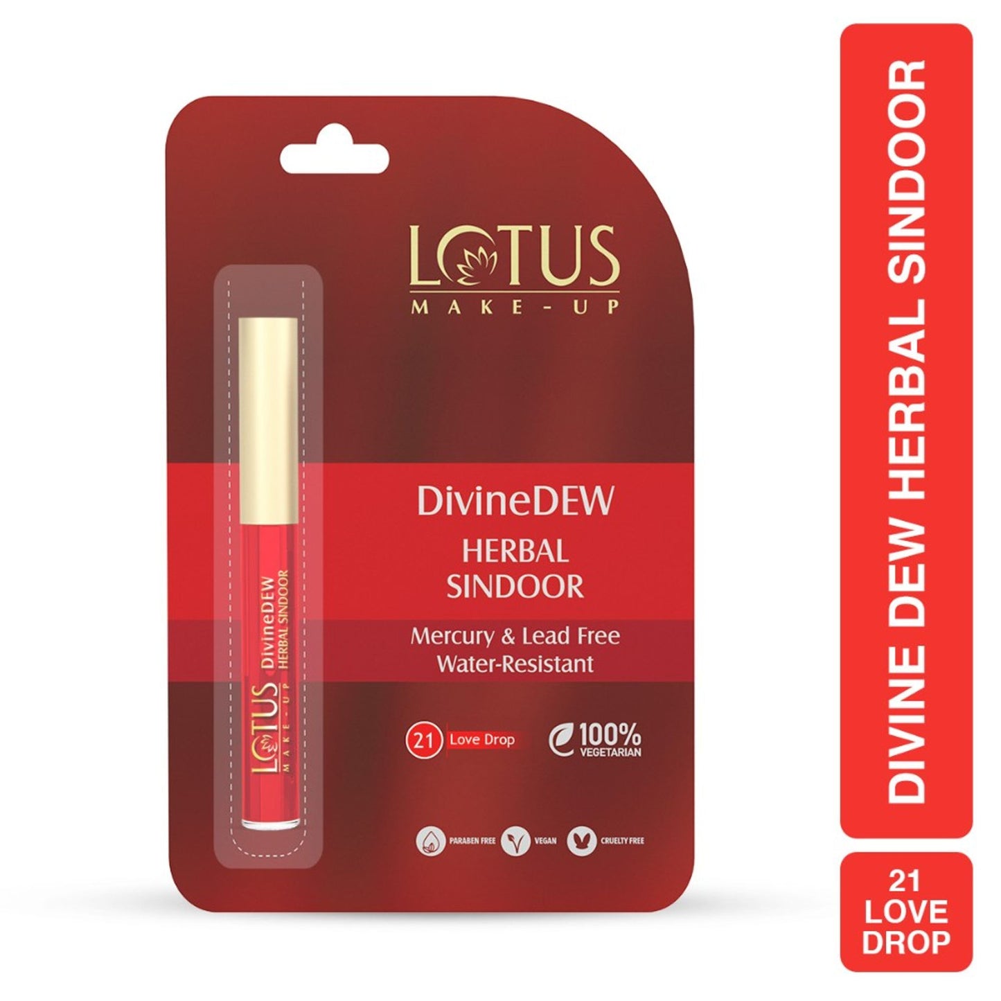 Lotus Make-Up Divine Dew Herbal Liquid Sindoor Love Drop, Water & Smudge Resistant,Long Lasting - Love Drop