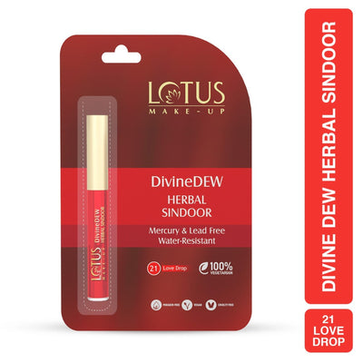 Lotus Make-Up Divine Dew Herbal Liquid Sindoor Love Drop, Water & Smudge Resistant,Long Lasting - Love Drop