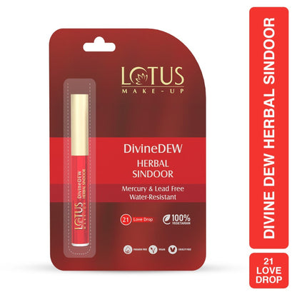 Lotus Make-Up Divine Dew Herbal Liquid Sindoor Love Drop, Water & Smudge Resistant,Long Lasting - Love Drop