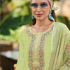 Dhiyona IE Floral Embroidered Pure Cotton Straight Kurta With Trousers & Dupatta