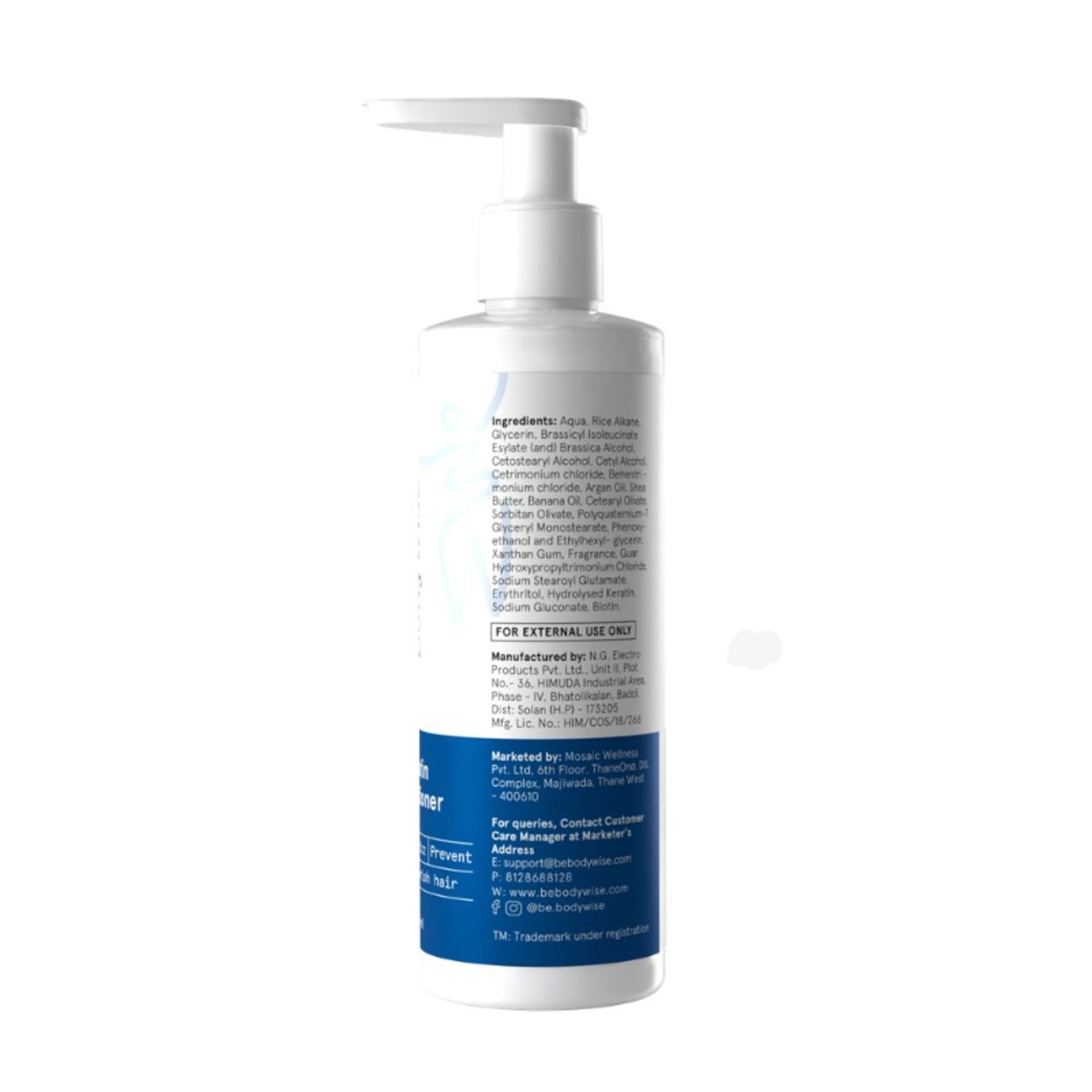 Be Bodywise Keratin Conditioner (Paraben and SLS Free) - Reduces Frizz and Locks in Moisture