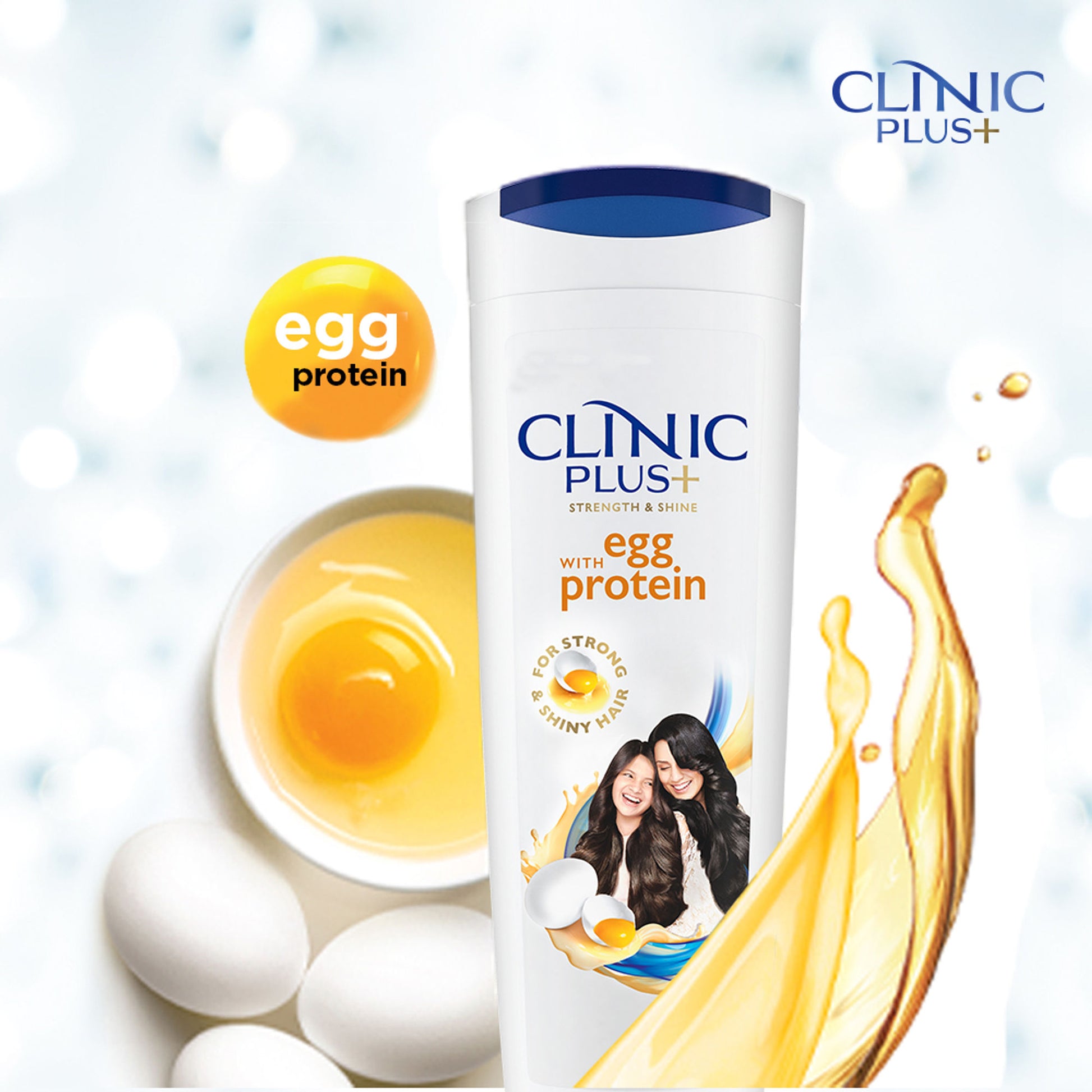 CLINIC PLUS Strength & Shine, With Egg Protein, Shampoo For Reduced Hair Breakage