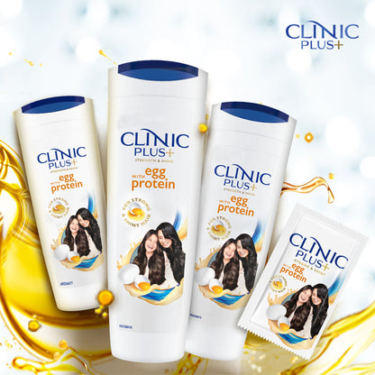 CLINIC PLUS Strength & Shine, With Egg Protein, Shampoo For Reduced Hair Breakage