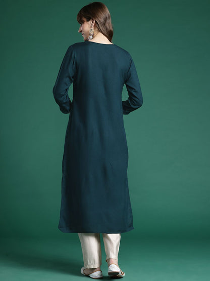 Indyancart IE Ethnic Motifs Embroidered Thread Work Kurta