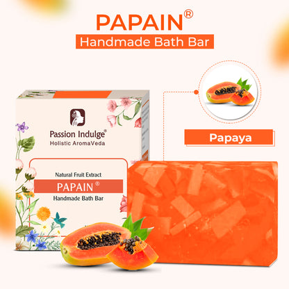 Passion Indulge Natural Handmade Bath Bar Soap - Papain (Pack of 3)