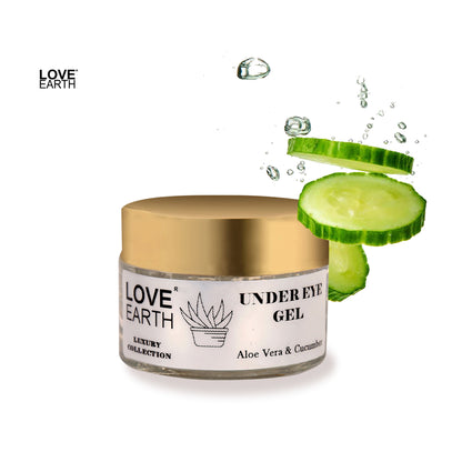 Love Earth Organic Under Eye Gel with Aloe Vera & Cucumber Reduces Dark Circles Puffiness and Fine Lines